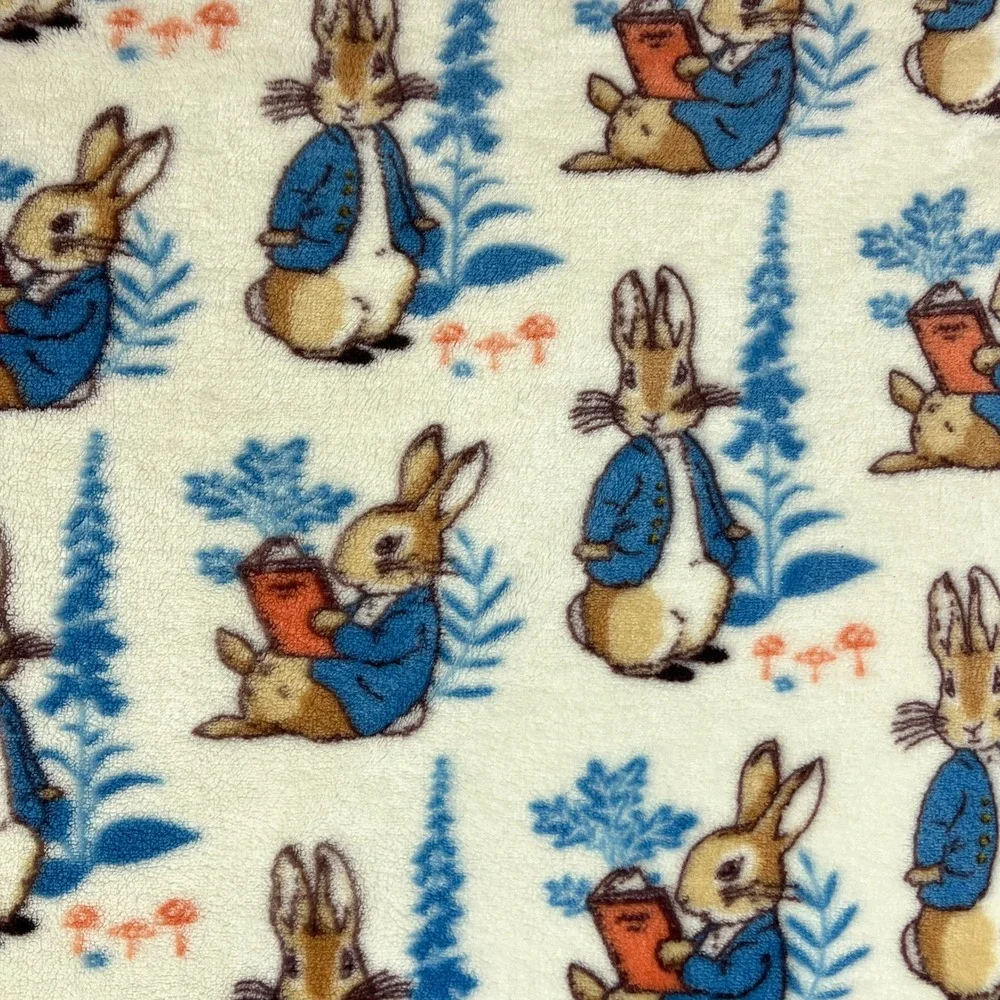 The World Of Peter Rabbit Plush Decorative Throw Blanket Blue Cream 48